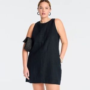 J Crew Black Linen Shift Dress
